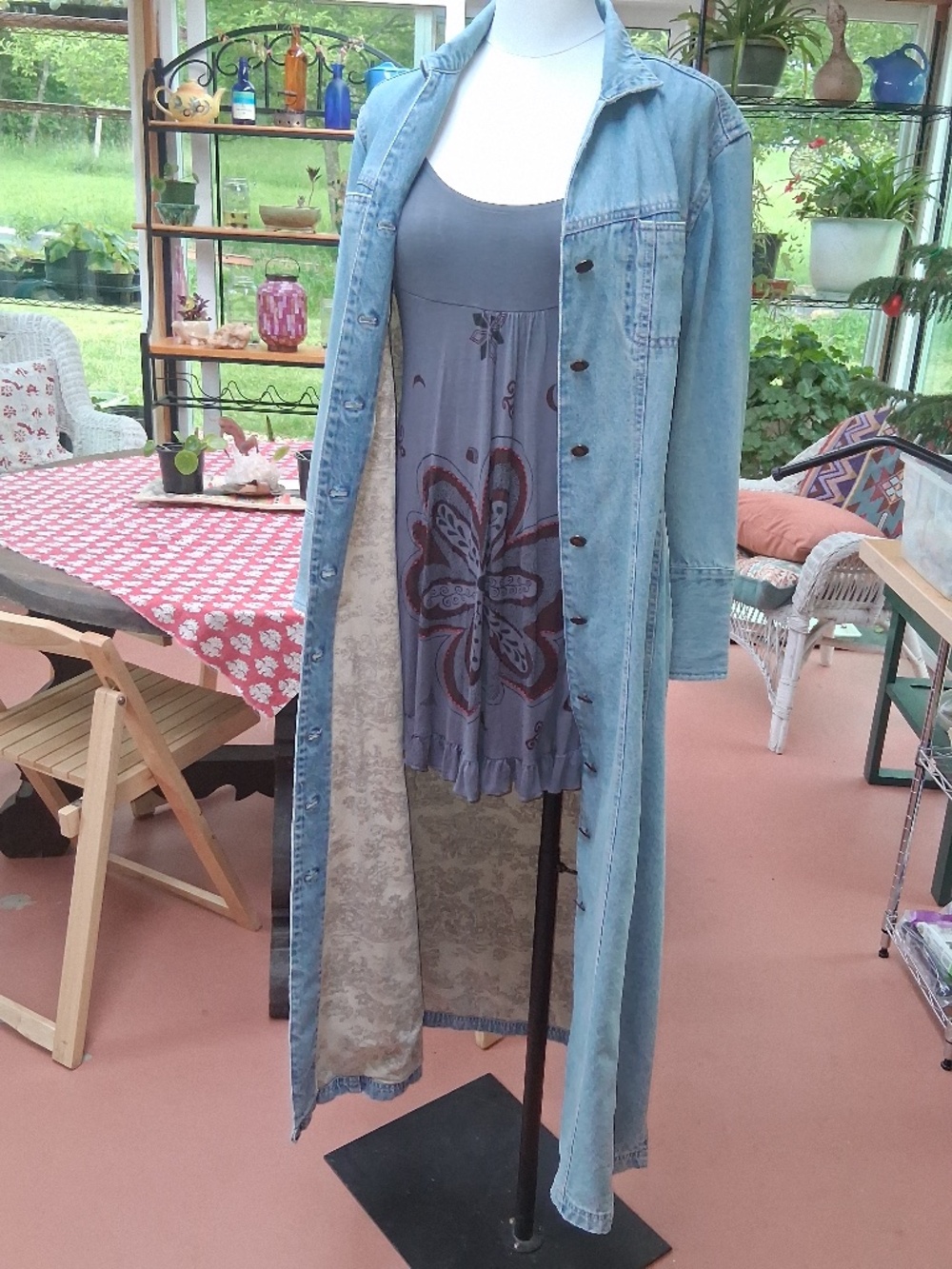 Preloved Vintage Maxi J. Jill Out of the Blue Lined Denim Duster, S